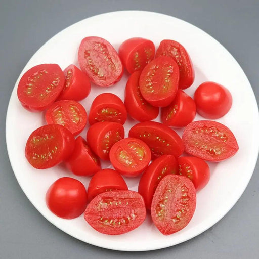 4-Piece Realistic Faux Cherry Tomatoes - Lifelike Decorative Fruit for Home Accent