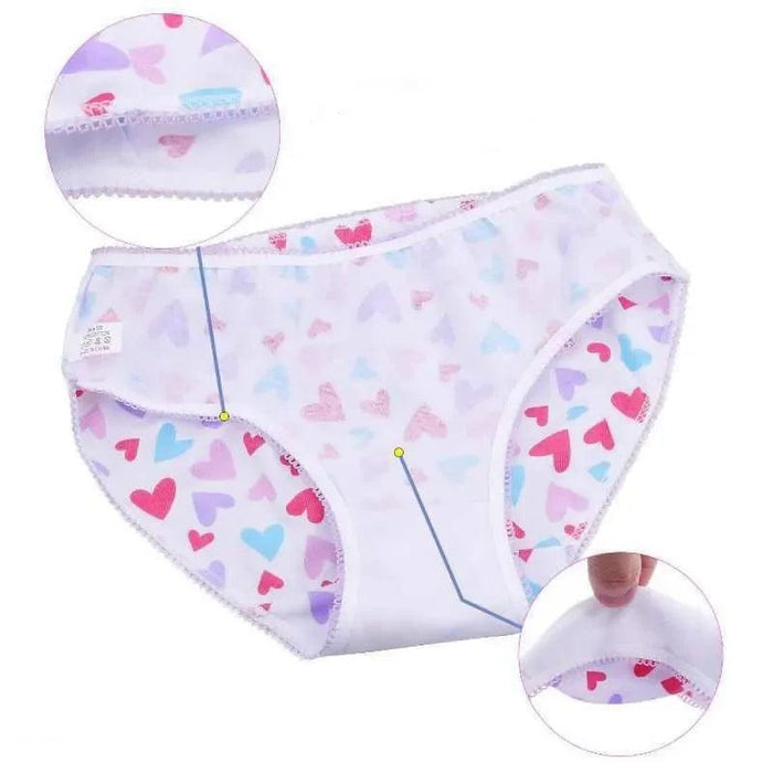 Adorable 12-Pack Cartoon Cotton Briefs for Little Girls - Comfy Underwear for Ages 1-12