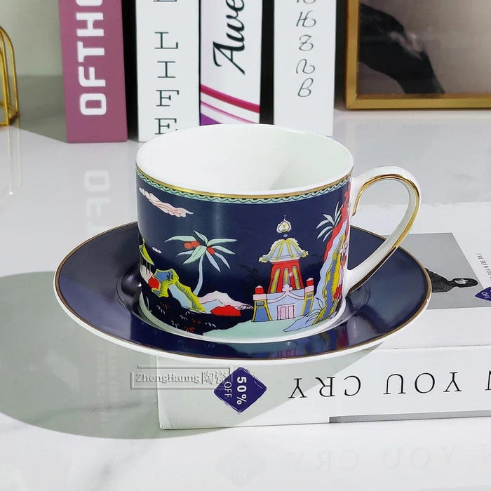 Charming Retro Ceramic Couple's Cup and Saucer Set - Elevate Your Drinking Moments at Home and Work