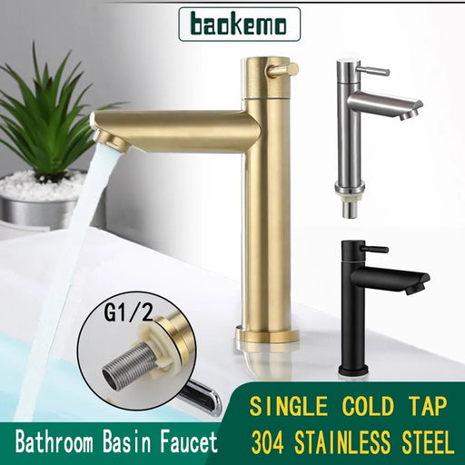 Modern Stainless Steel Basin Faucet with Ceramic Valve Core - Elegant Bathroom Sink Tap