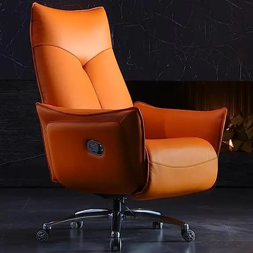 Luxury Cowhide Leather Power Recliner Executive Office Chair with Swivel Function