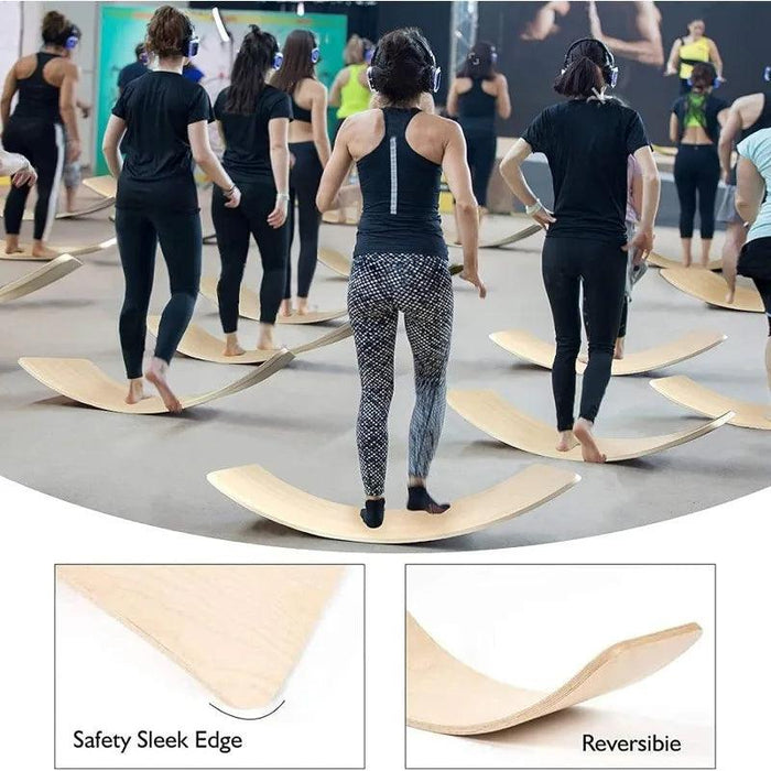 Natural Wood Wobble Board - 35 Inch Balance Rocker for All Ages