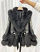 Luxurious V-neck Fox Fur and Sheepskin Winter Coat