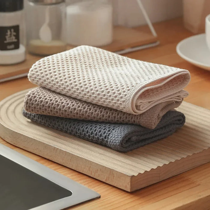 Honeycomb Cotton Kitchen Towels - Set of 2 Absorbent Hand Towels