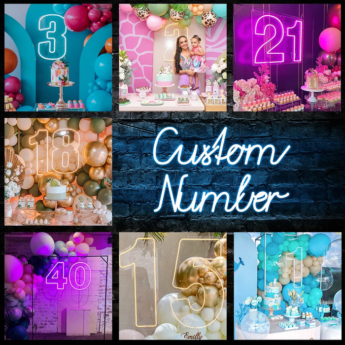 Neon LED Number Stand Set - Personalized Illuminated Decor for Home and Events