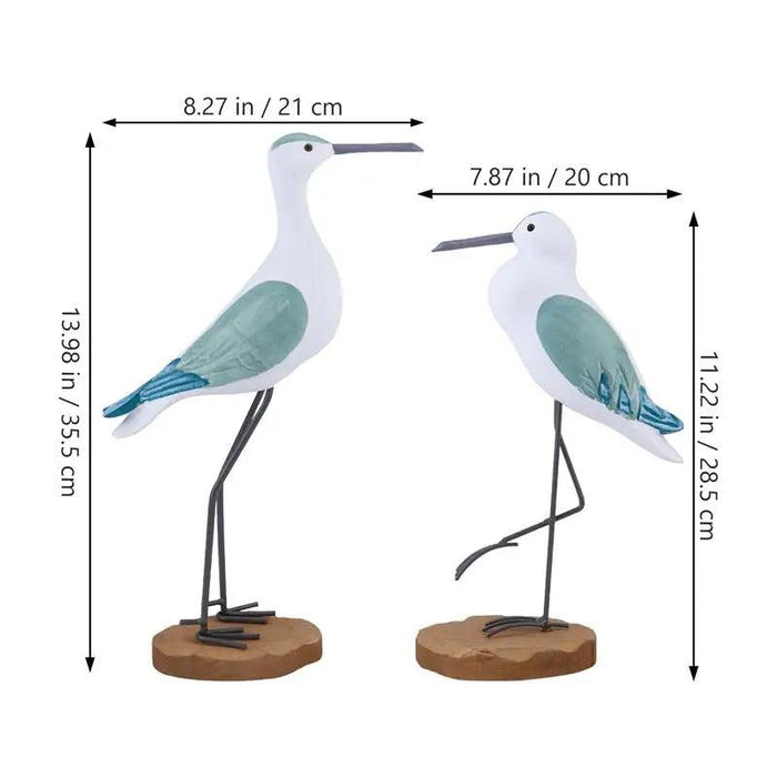 Coastal Elegance Wooden Seagull Decor - Set of 2 for Home and Garden