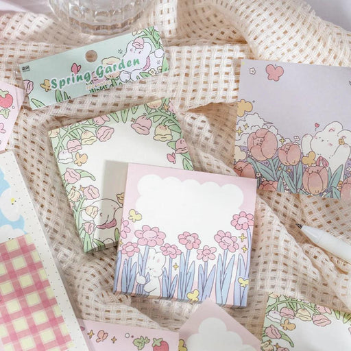 Fresh Blooms Pocket Memo Set - 100 Sheets, 8x8cm, 66g