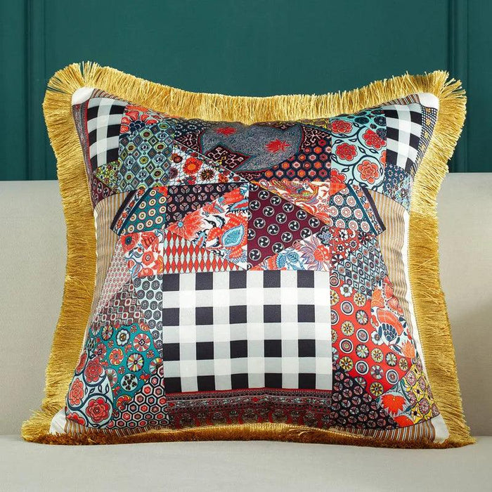 Retro Chic Lumbar Cushion Cover for Elegant Home Styling