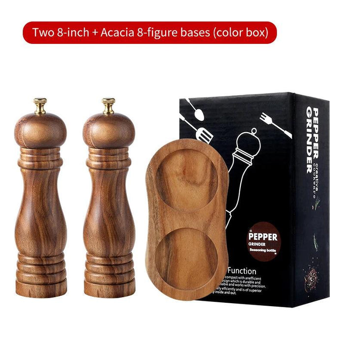 Elegant Acacia Wood Spice Grinders - Enhance Your Kitchen Aesthetics