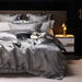 Luxurious Golden Jacquard Satin Bedding Set - 4-Piece Black Duvet & Egyptian Cotton Sheets