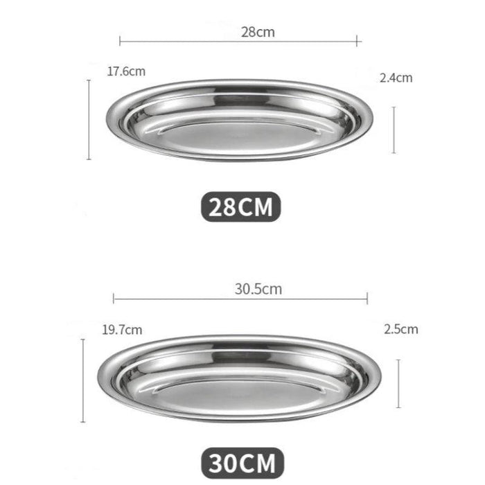 Sophisticated Stainless Steel Oval Serving Plates for an Exquisite Dining Experience