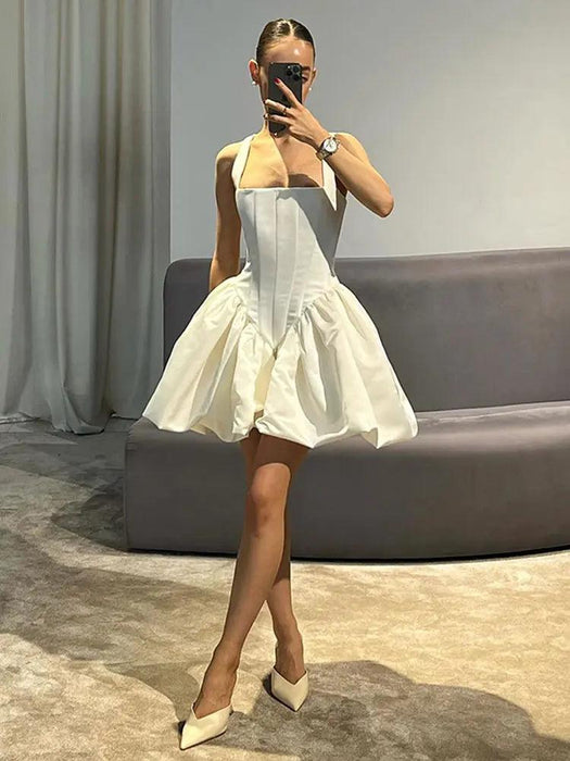 Chic Backless Sleeveless Bubble Skirt Dress - Women's Trendy Evening Attire