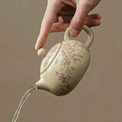 Elegant Beige Ru Kiln Tea Infuser Pot - Transform Your Brewing Experience