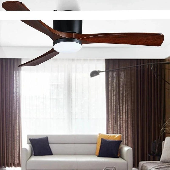 48-Inch Modern White Wood Ceiling Fan with Integrated LED Light and Remote Control