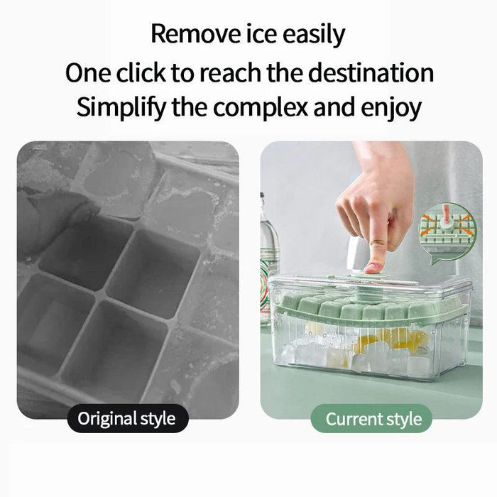 30-Grid Push-Button Ice Cube Tray - BPA-Free Lidded Mold for Quick Ice Release