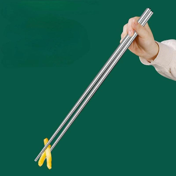 Sustainable Stainless Steel Chopsticks with Extended Length and Anti-Slip Grip