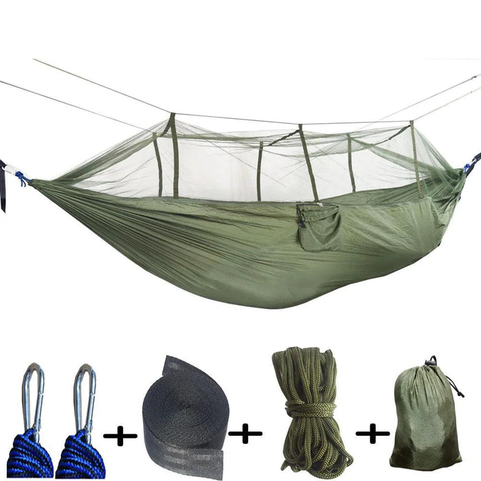 Outdoor Adventure Hammock with Insect Protection - Lightweight Portable Hanging Bed for Camping Comfort