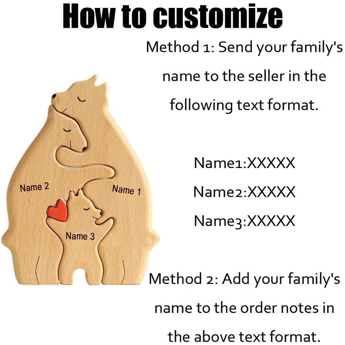 Customizable Bear Family Wooden Puzzle - A Unique Keepsake to Celebrate Family Love