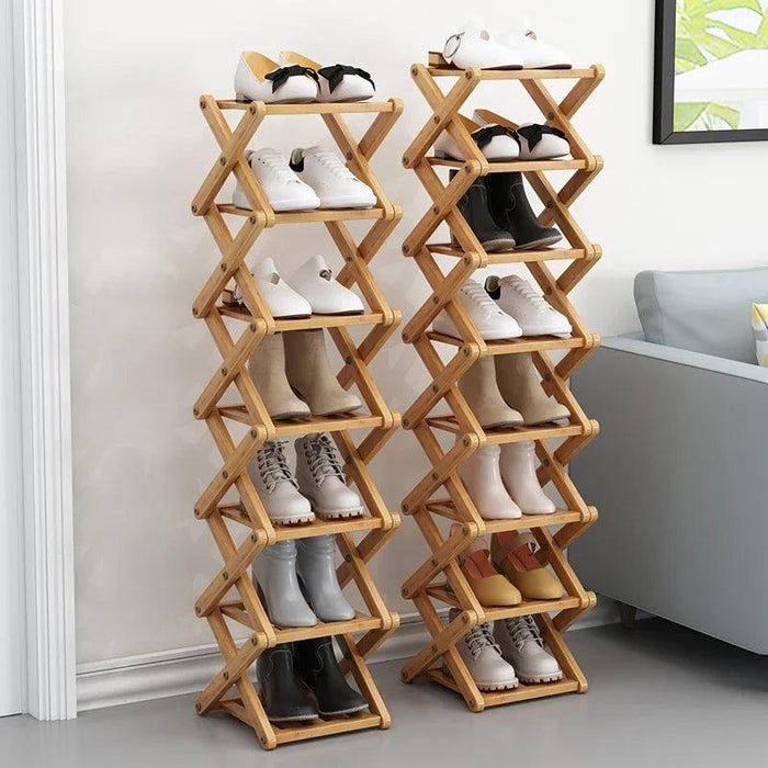 Stylish Multi-Tier Bamboo Footwear Organizer for Efficient Home Storage