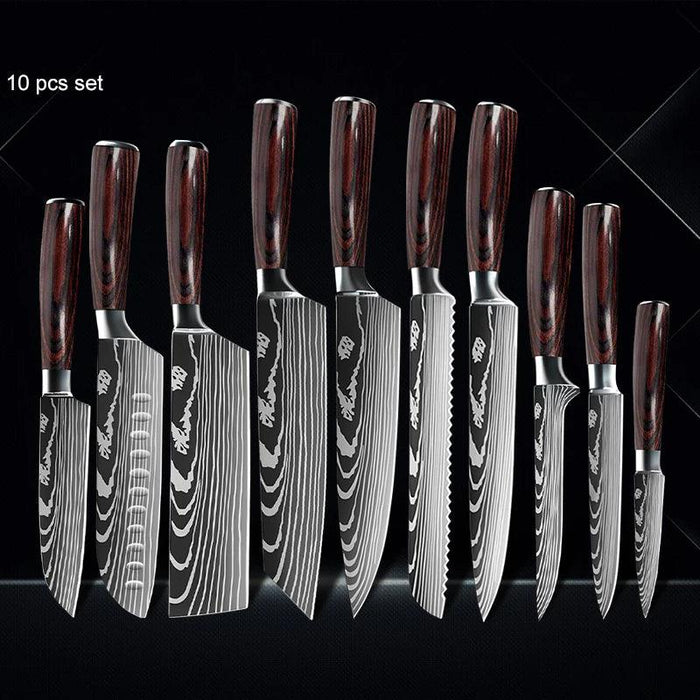 Premium Japanese Damascus Kitchen Knife Set - 1 to 10 Piece Collection for Masterful Culinary Precision