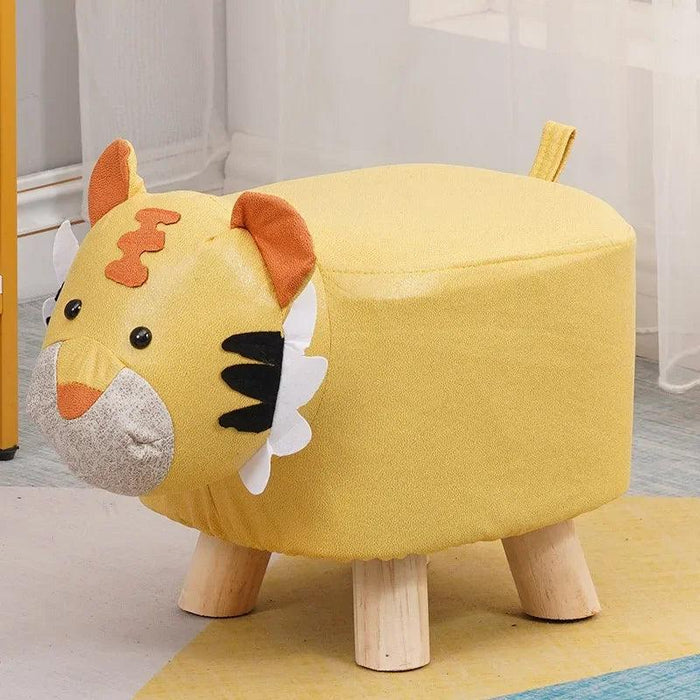 Charming Cartoon Animal Wooden Stool for Kids - Fun and Portable Shoe Changing Seat