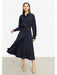 Chic A-Line Long-Sleeve Midi Dress for Women - Essential Autumn Office Wear