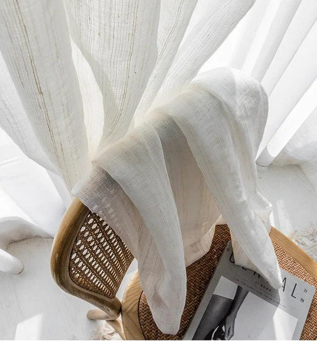 Elegant Japanese Linen Sheer Tulle Window Treatments - Premium Flax Gauze Drapes for Luxurious Interiors