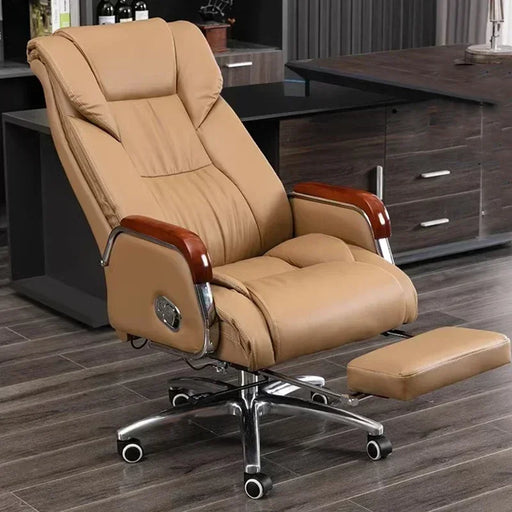 Sophisticated Ergonomic Leather Office Chair with Modern Aluminium Frame