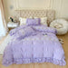 Elegant Seersucker Lace Ruffle Bedding Set