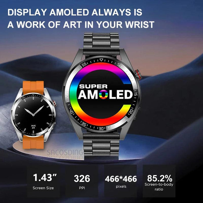 All-in-One Smartwatch with Stunning AMOLED Display, Bluetooth Calling, Comprehensive Tracking, and Sports Modes for Android & iOS