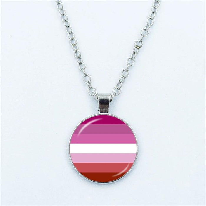 Vibrant Customizable Rainbow Glass Pendant Necklace for Love and Pride Celebration