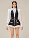 Chic High-Waisted Lantern Sleeve Playsuit with Zip & Lace Detail for Women