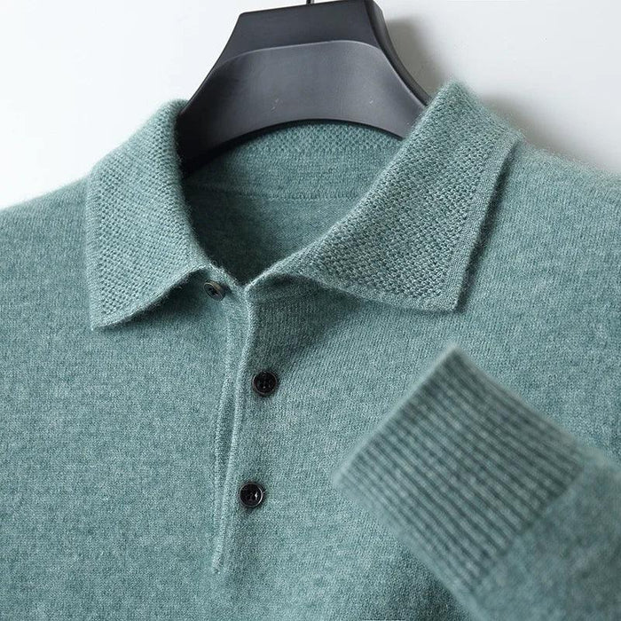 Luxurious Men's 100% Pure Wool Cashmere Polo Neck Sweater