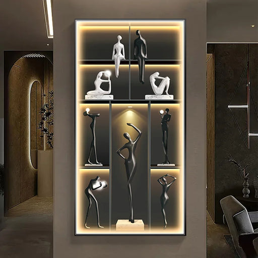 Contemporary LED Wall Art Lamp with Remote Control - Abstract Figure Design