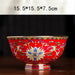 Ornate Chinese Ceramic Salad Bowl Set with Gold Trim - Elegant Enamel Tableware for Stylish Dining