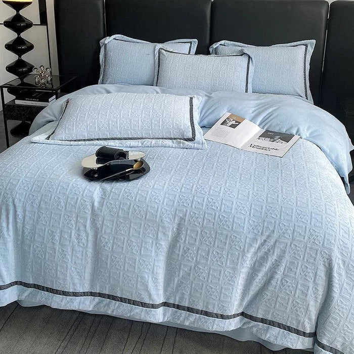 3D Plush Velvet Queen Duvet Cover Set of 4 pcs