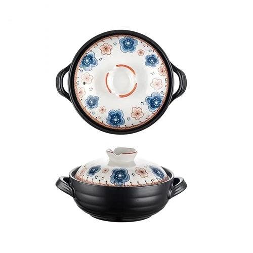 Japanese Lithium Stone Ceramic Clay Stockpot - Gas Cooker Casserole Pot for Authentic Cooking - Traditional Japanese Cookware for Gas Stove