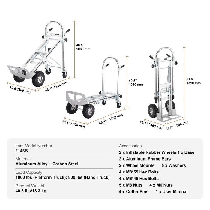 Versatile Heavy-Duty Aluminum Folding Dolly Cart - Ultimate Transport Solution for Industrial and Retail Use