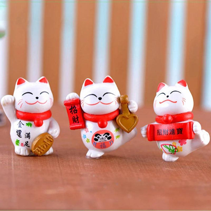 Charming Mini Maneki Neko Waving Cat Figurine - Good Luck Home Accent and Gift