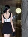 Charming Backless Vintage Bow Mini Dress with Glittering Accents for Women