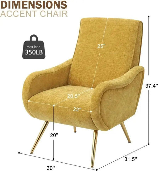 Elegant Chenille Lounge Chair with Gold Accents - Sophisticated Seating for Any Space