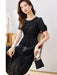 Elegant Black Hepburn Style Pleated Dress for Women - 2024 Summer Office Lady Fashion