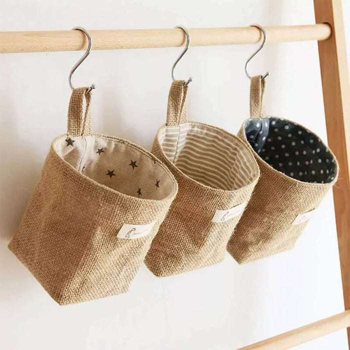 Foldable Jute Cotton Linen Storage Bin for Wardrobe, Playroom, and Vanity