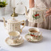 Elegant Bone China Tea and Coffee Set with Intricate Gold Floral Design - Includes Teapot and Cups