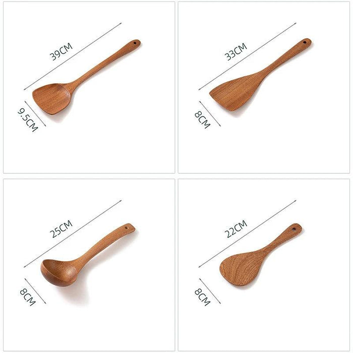 Sleek Wooden Utensils Set for Effortless Gourmet Cooking