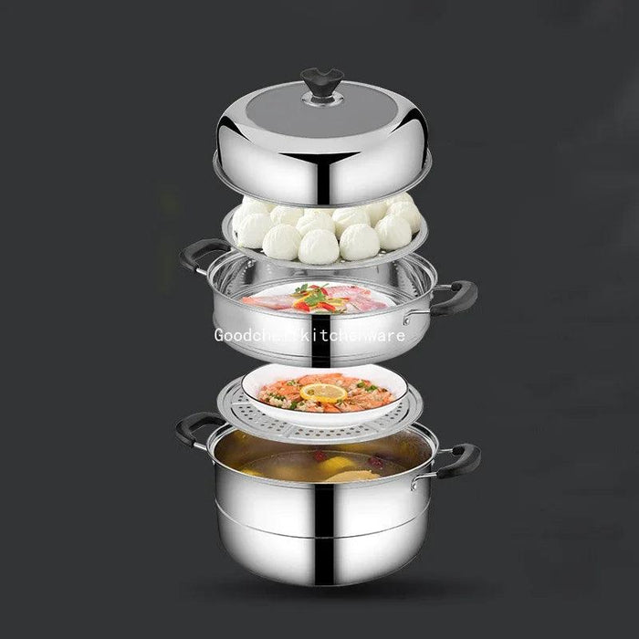 Premium Stainless Steel Multi-Tier Steamer for Efficient Home Cooking