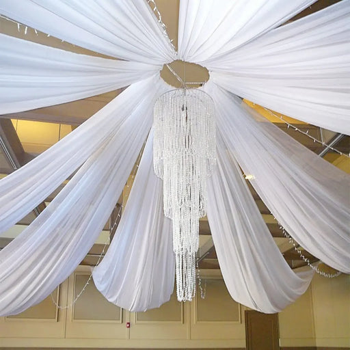 White Chiffon Ceiling Drapes: Luxurious Event Decor Enhancement