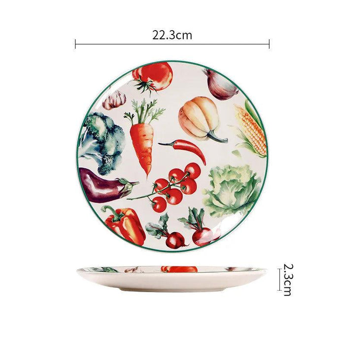 Vibrant Underglaze Ceramic Dinner Plates for Steak, Pasta, and Salad - Stylish Dishware for Your Kitchen