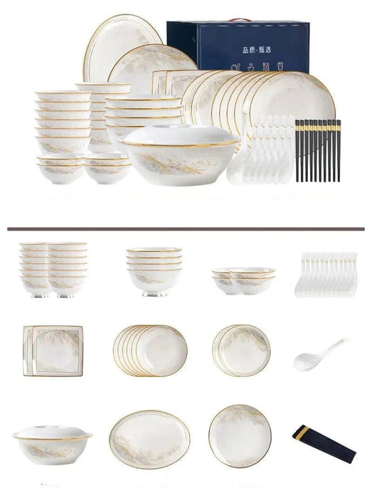 Korean Artistry-Inspired Elegant White Ceramic Dinnerware Set