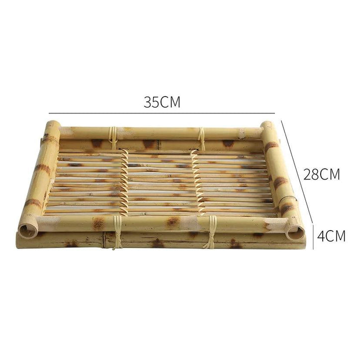 Handcrafted Thai Bamboo Serving Tray - Elegant Southeast Asian Tableware for Snacks, Roasting, and Hot Pot